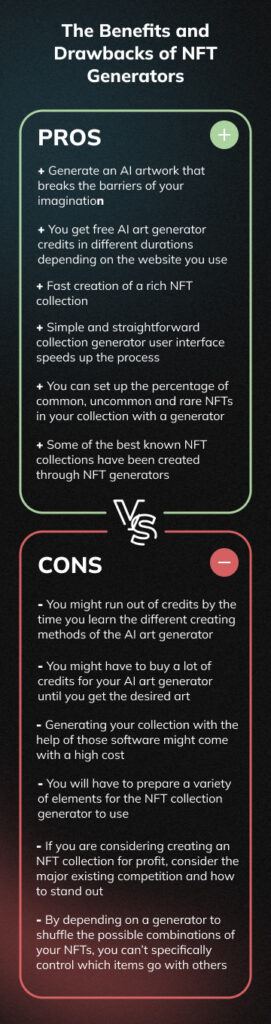Pros and Cons of NFT Generators (mobile version)